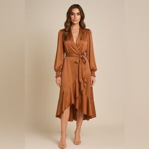 Taylor Asymmetrical Faux Wrap Dress M